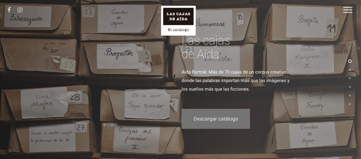 El catálogo Web de «Las cajas de Aída»
